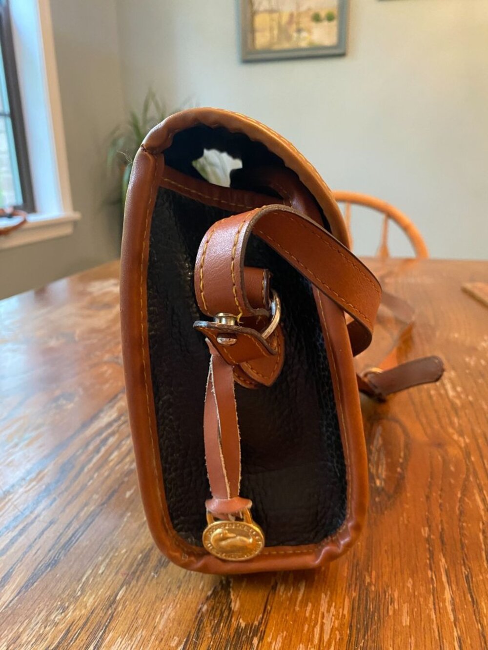 Vintage Dooney & Bourke Essex Mini Crossbody Bag USA Black & Brown - Picture 6 of 10